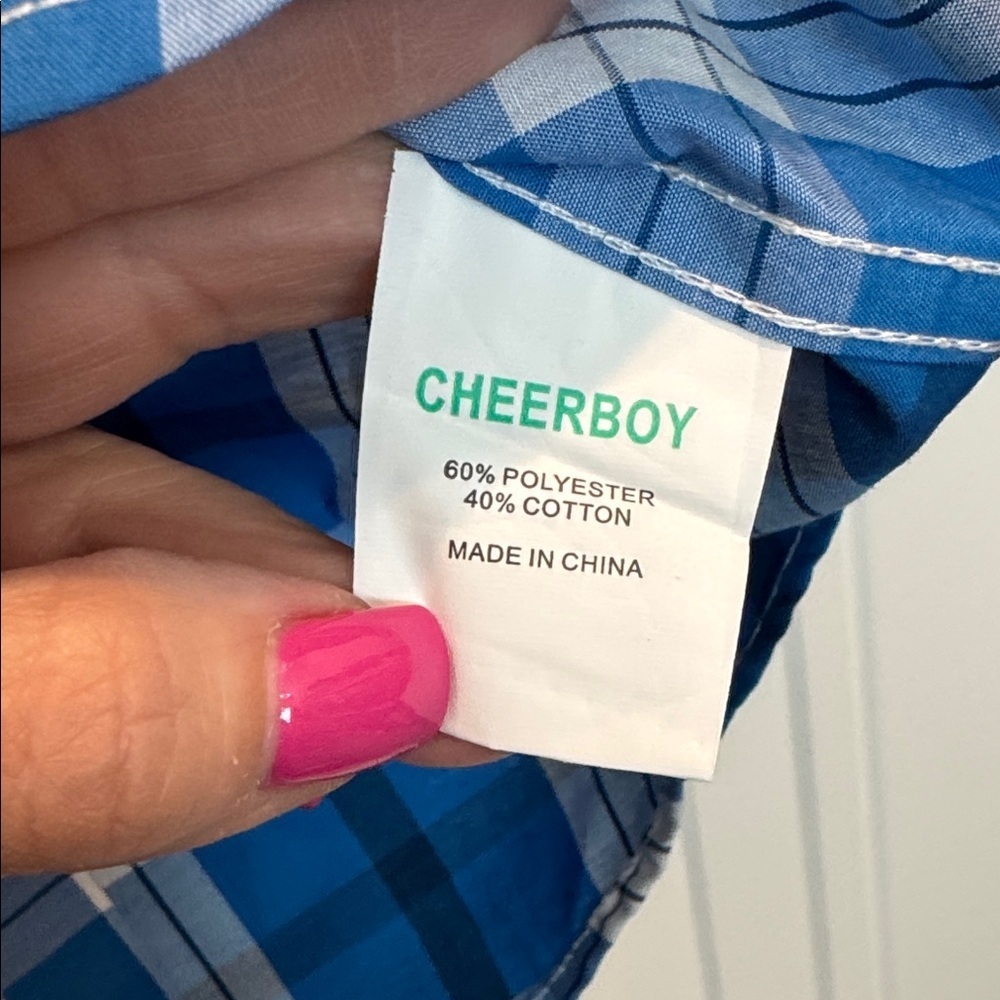 Cheer Boy Classic Blue Plaid pearl snap Shirt - Picture 2 of 5